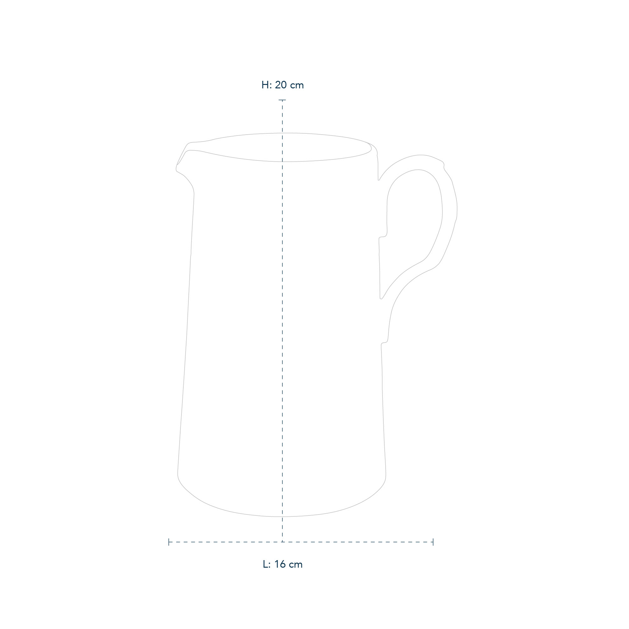 Line drawing of White Fluted Jug 1,5 L
